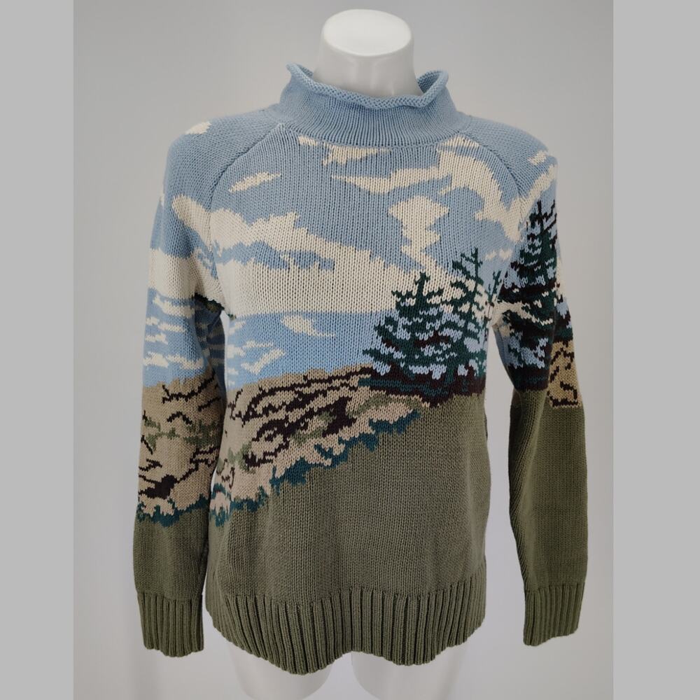 L.L.Bean Signature Original Heritage Coastal Scenic Cotton Rollneck Sweater MR